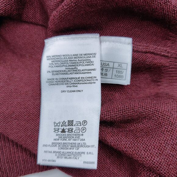 Brooks Brothers Sweater Mens XL Red Extra Fine Merino Wool Crew Neck Pullover - Picture 6 of 7